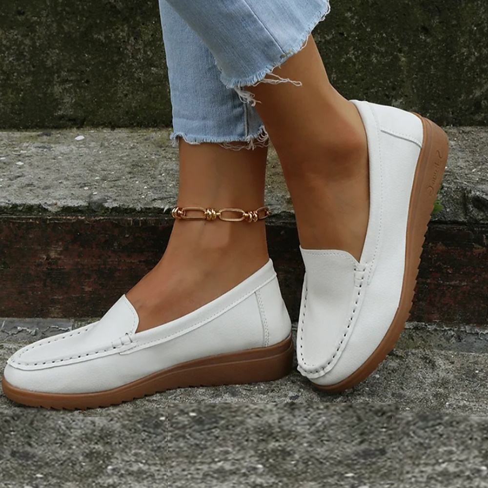 Women's Orange Faux Leather Loafers – Slip-On Moccasin Flats with Cushioned Sole for Casual Wear, Walking, and Daily Commute 2025 - $26.99 –P3