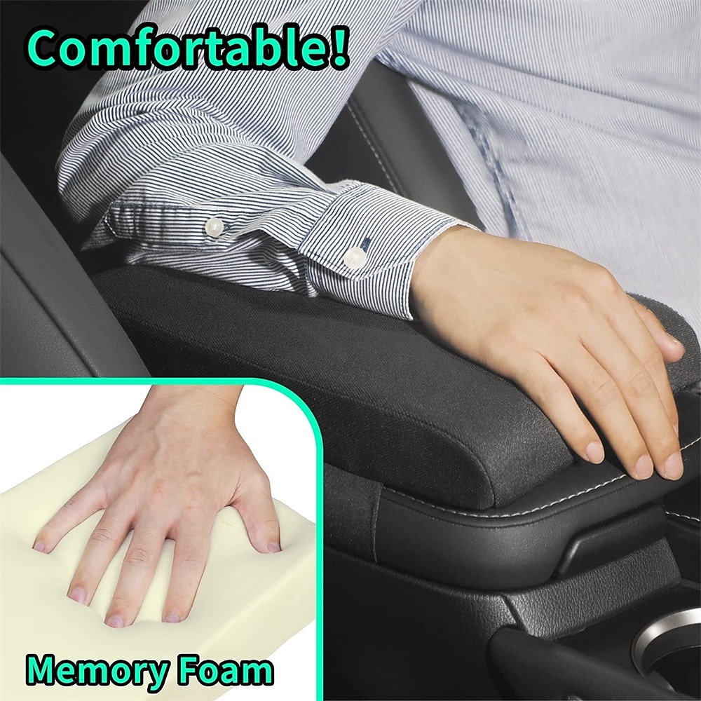 Car Center Console Cover Memory Foam Armrest Cushion & Arm Rest Protector & Middle Organizer Black Elbow Pillow & Seat Central Box Lid Pad & Universal Interior Accessory for Truck  Auto  SUV 2025 - $26.99 –P5
