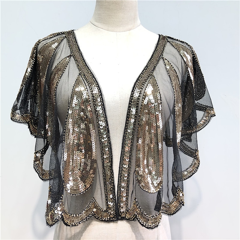 Bolero scintillante degli anni '20 scialli da donna coprispalle vintage senza maniche con paillettes per feste matrimoni e ospiti primavera estate autunno per fare colpo del 2025 a $14.99 –P6