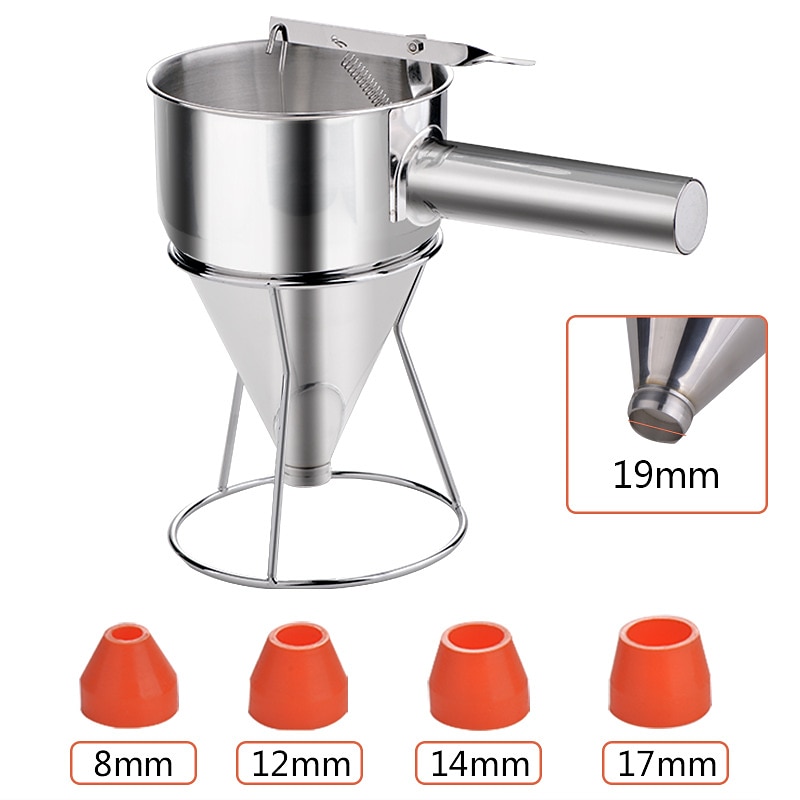 imbuto a pistone in acciaio inox con supporto imbuto dosatore panna per cupcake al cioccolato strumento palline di polpo utensili da cucina del 2025 a $29.99 –P9