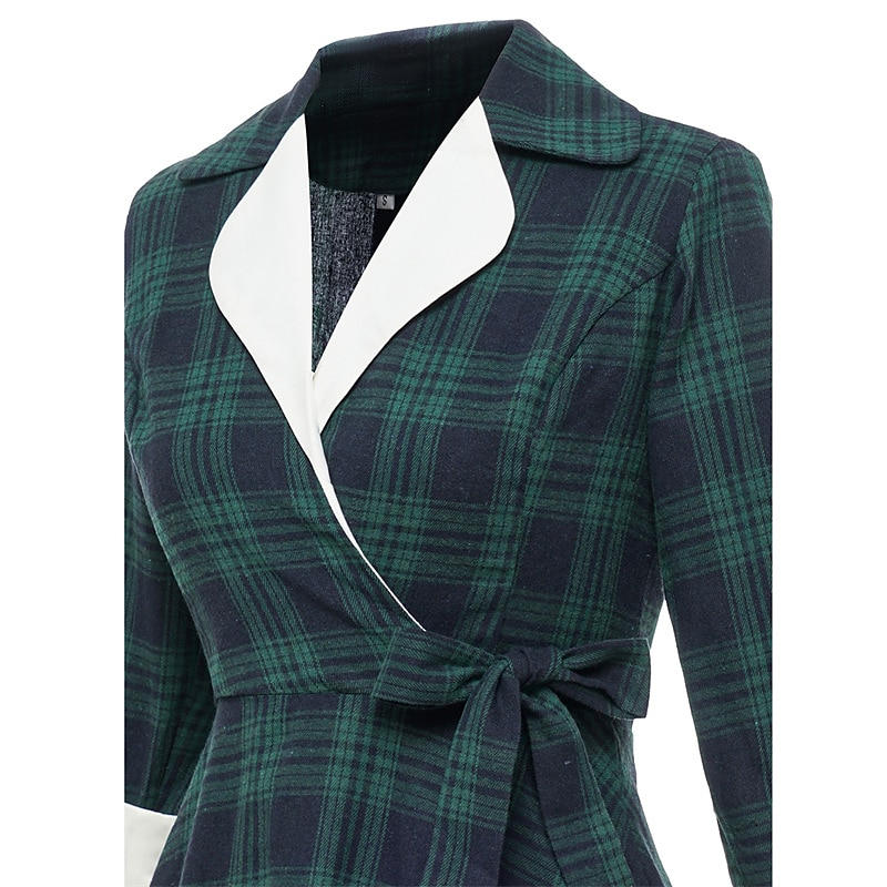 női tartán ruha lengő ruha kockás ruha vintage ruha zöld piros hosszú ujjú kockás fűzős téli őszi ing gallér érett téli ruha őszi ruha 2022 s m l xl xxl 2025 - $44.99 –P4
