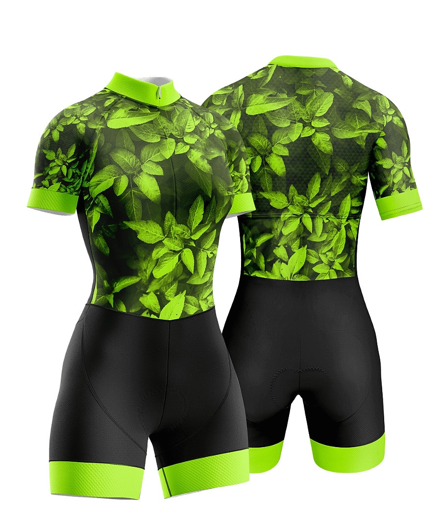 Naisten Triathlon Tri -puku Lyhythihainen triatlon Hopea Tumman harmaa Metsän vihreä Kuvitettu Pyörä Lycra Urheilu Kuvitettu Vaatetus 2025 - $47.99 –P8