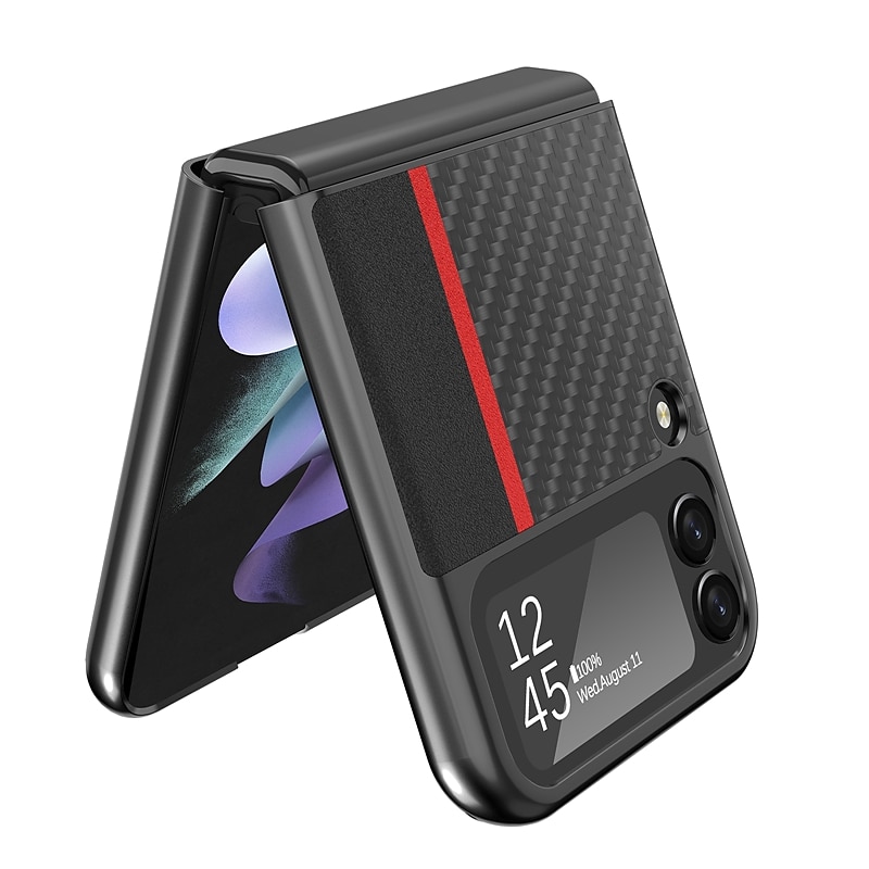Phone Case For Samsung Galaxy Z Flip 6 Z Flip 4 Z Flip 3 Flip Flip Solid Colored PC PU Leather 2025 - $13.99 –P18