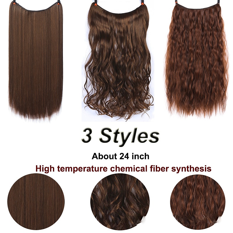 Curly Synthetic Hair 22 inch Hair Extension Fishing Line Hair 1pc / pack Adjustable Women's Girls' 2025 - $12.49 –P5