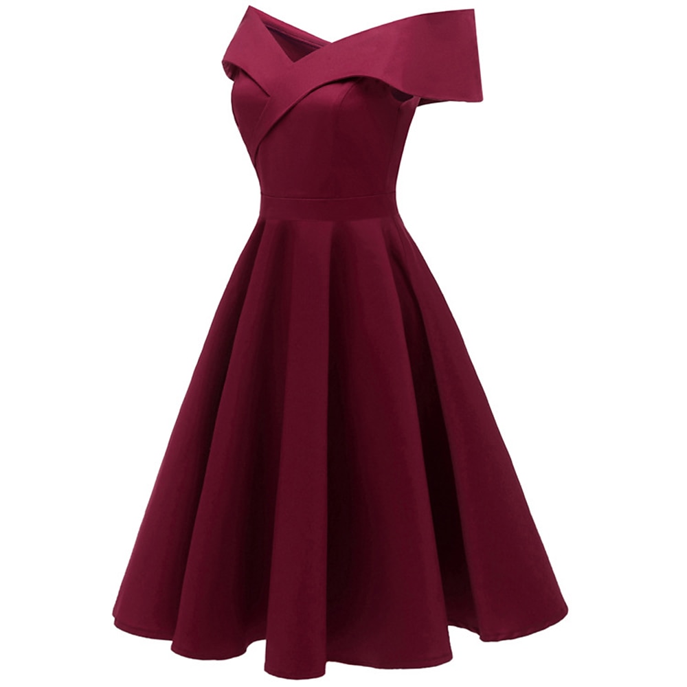 Femtiotal Cocktail klänning Vintage klänning Klänningar Flare Klänning Över axeln Maskeradkläder Dam Maskerad Fest / afton Möhippa Vuxna Klänning Hemkomstklänningar 2026 - $67.99 –P12