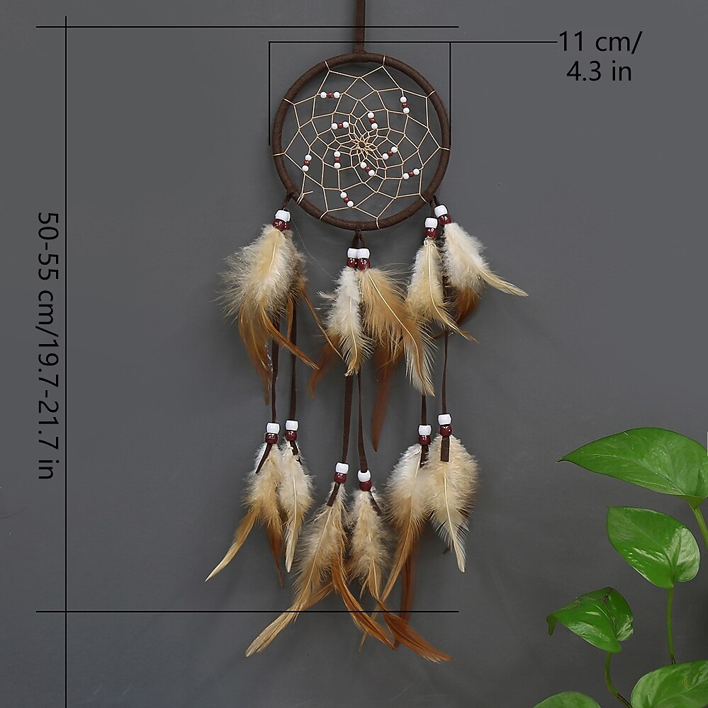 Dream Catcher Flower Pattern Handmade Gift with Gradient Feather and Beaded Wall Hanging Decor Art Indian Style 55*11 cm 2025 - $13.49 –P1