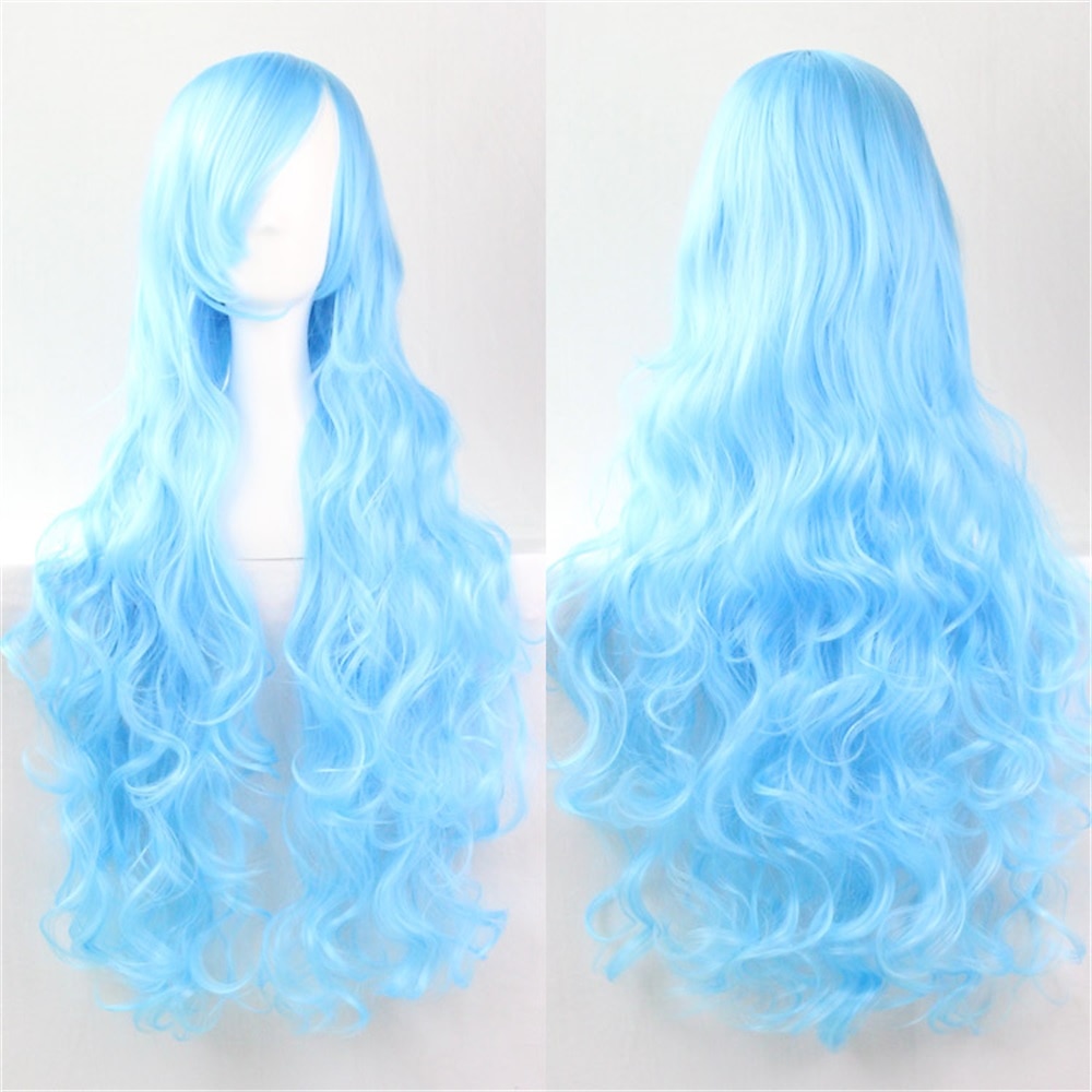parrucca cos parrucca 80 cm capelli ricci lunghi capelli ricci multicolori in seta ad alta temperatura parrucche anime di halloween del 2025 a $16.99 –P2
