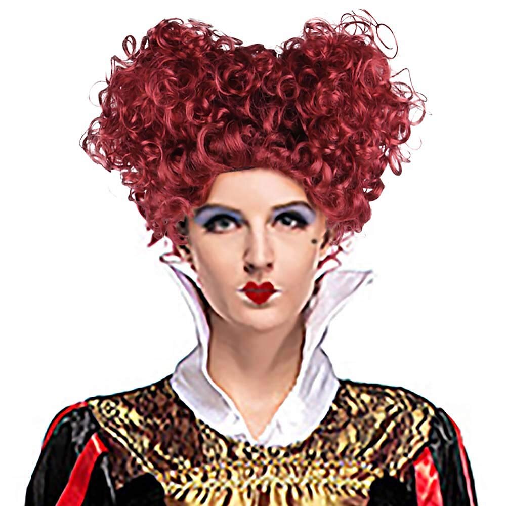 Adult New Royal Queen Wig Wine Red Short Curly Hair with Hearts Lolita Styled  Accessories Halloween Wigs 2025 - $27.99 –P2