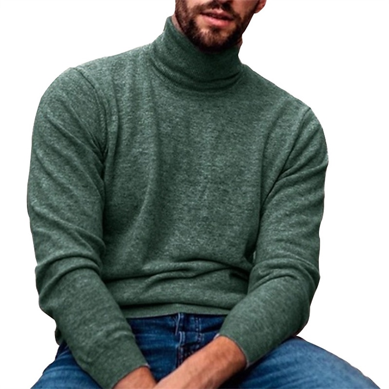 Herren T Shirt Rollkragenhemd Langarmshirt Langarm Gerollter Kragen Frühling Herbst Einfach Mode Lässig Klumpig Urlaub Lässig Wochenende Schwarz Grün Grau Top T-Shirt für Herren 2025 - $22.99 –P1