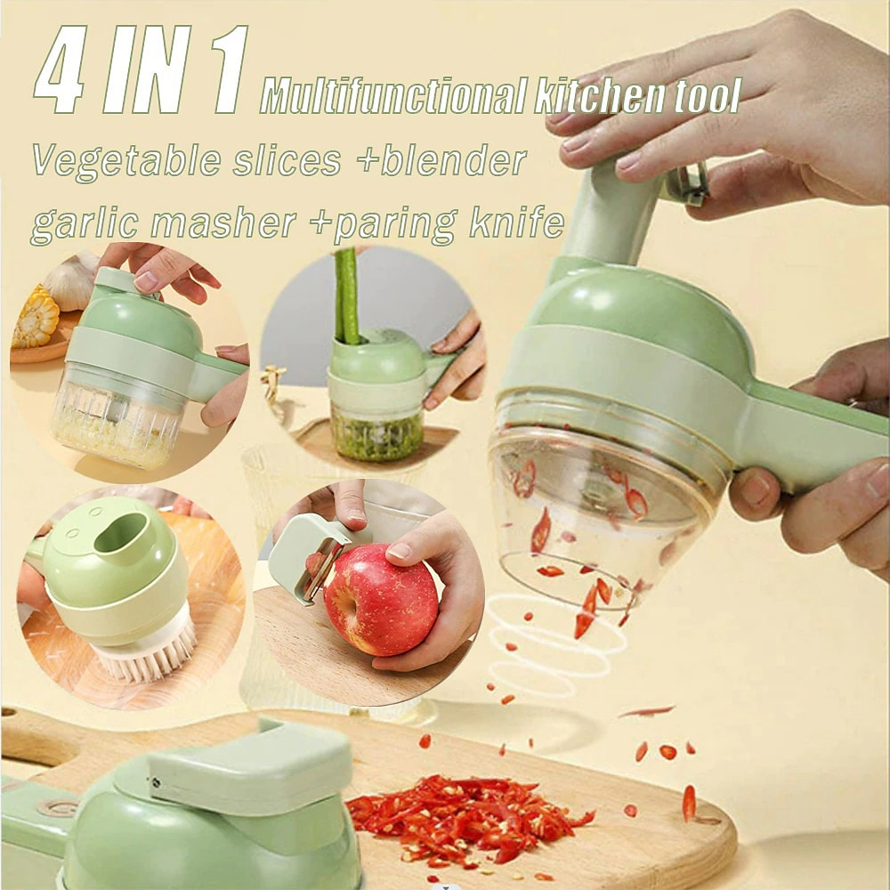 4 in 1 Handheld Electric Vegetable Slicer Set Vegetable Slicer Mini Garlic Masher Electric Meat Grinder 2025 - $28.99 –P1