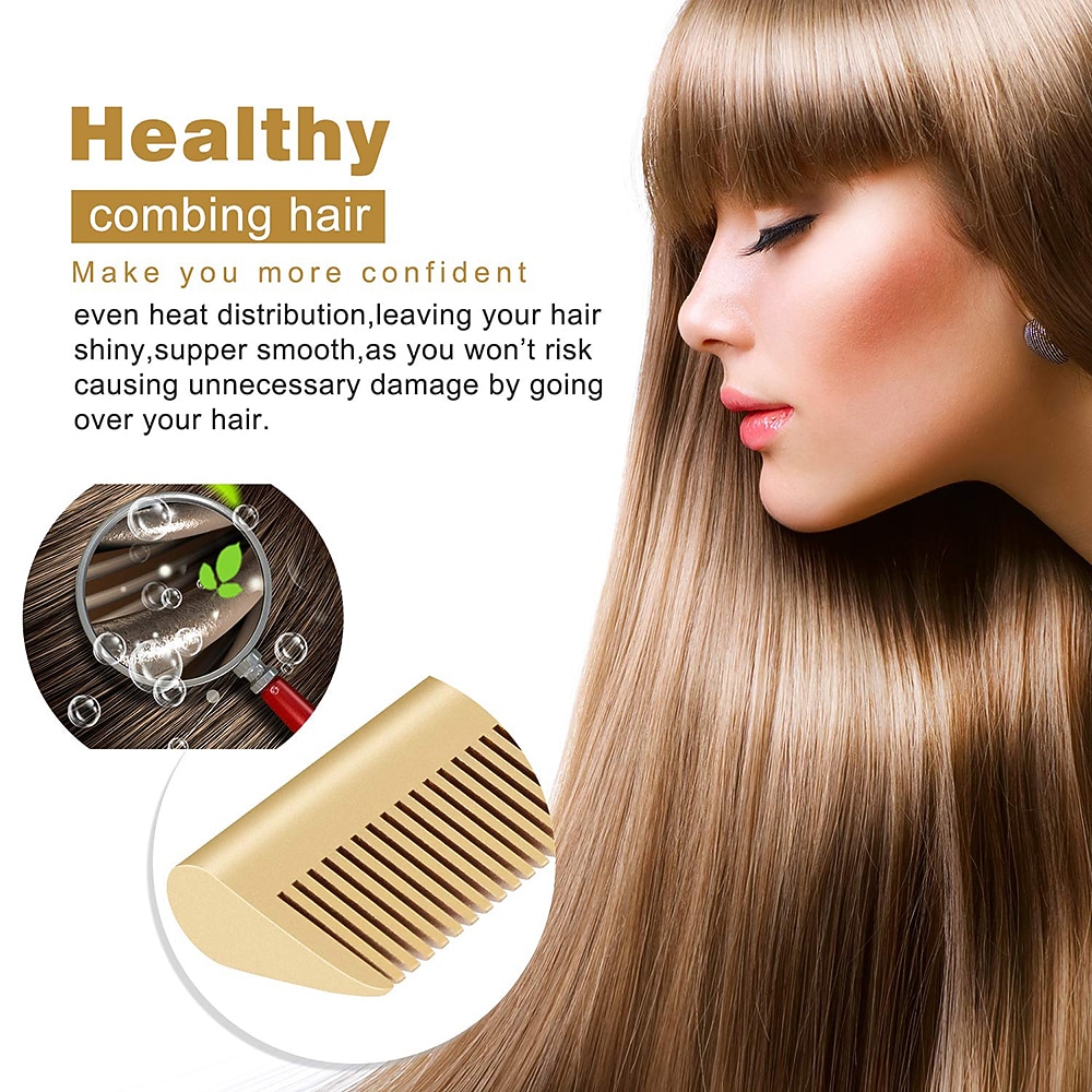 2 in 1 Hot Comb Hair Straightener Flat Irons Straightening Wet Dry Dual Use Brush Electric Heating Comb Hair Straight Styler Hair Curler Valentine's Day Gift 2026 - $22.99 –P17