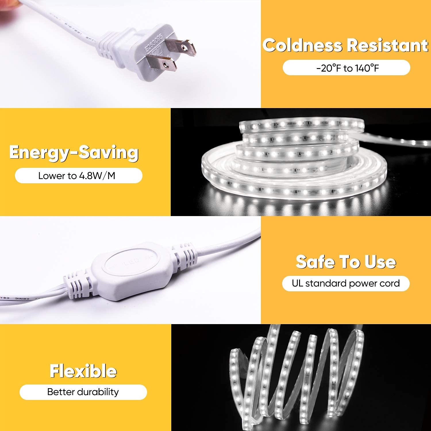 LED Strip Light Plug in Outdoor Waterproof IP67 AC220V 4040 LED Strip Light Diode Tape Holiday Decorative Light LED String with 60led / m with EU Plug 2025 - $15.99 –P2
