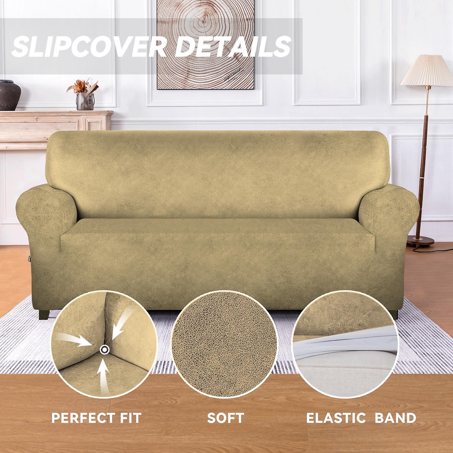 Stretch Leather Sofa Cover Sofa Slipcover Seat Cover for 3 Seater,Spandex Non Slip Soft Couch Sofa Cover Spandex Fabric, Washable Furniture Protector Elastic Bottom for Kids, Pets,Home Decor 2025 - $77.99 –P5