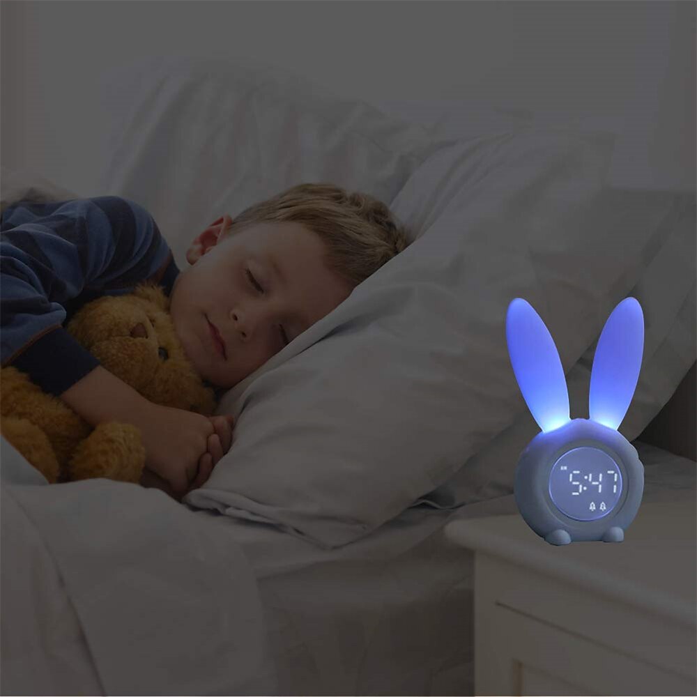 Kids Alarm Clock Children Night Light 5 Ringtones Touch Control