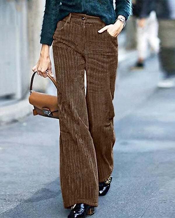 Women's Dress Pants Wide Leg Pants Trousers Full Length Corduroy Baggy Micro-elastic High Waist Fashion Casual Party Office Blue Green S M Fall & Winter 2023 - US $44.99 –P2