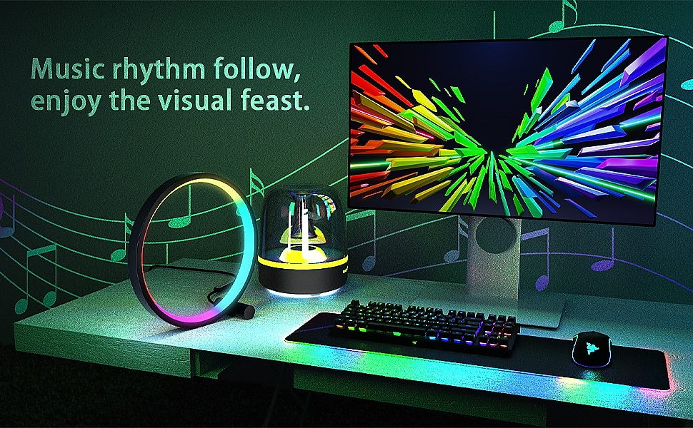 Смарт-светодиодная лампа LED RGB настольная атмосферная лампа Bluetooth APP управление подходит для игровой комнаты спальни декор на прикроватной тумбочке Shustar 2025 - $26.99 –P16