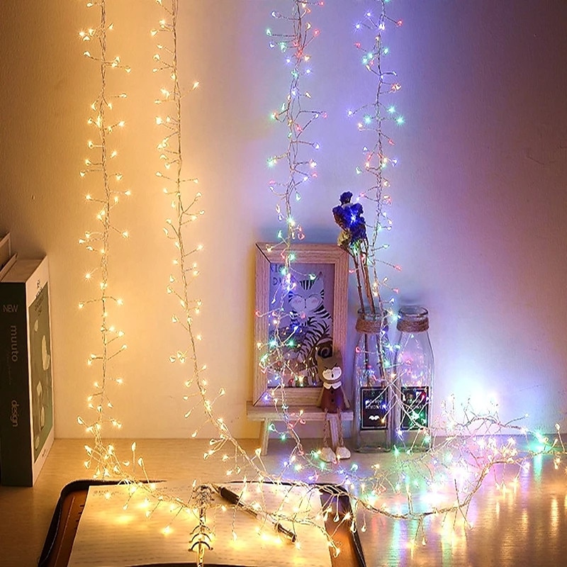 elegante Lichterkette mit 5 m 200 LEDs und Feuerwerkskörpern für Hochzeitsfeiern, 2 m 100 LEDs in Kupfer, wasserdichte Lichterkette mit Sternenhimmel für Schlafzimmer, Kranzdeko 2025 - $14.99 –P13