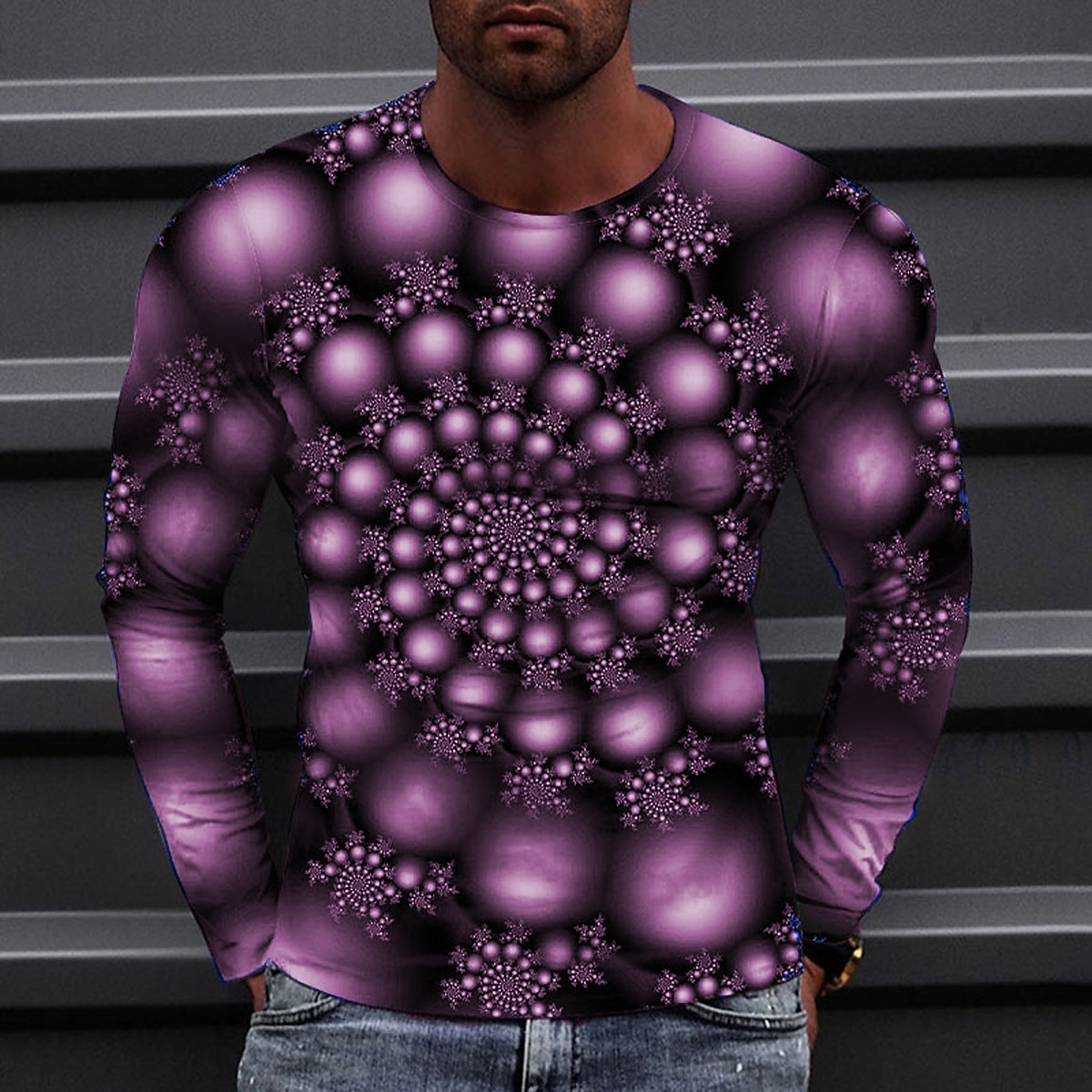 2025年 男性用 グラフィック 円形 Tシャツ 長袖 Tシャツ 3Dプリント ラウンドネック シャツ ファッション デザイナー カジュアル カジュアル 日常 週末 ブラック イエロー ルビーレッド 春 & 秋 季節の変わり目 衣類 標準 S M L XL 2XL 3XL 4XL コレクション – $19.99 –P4