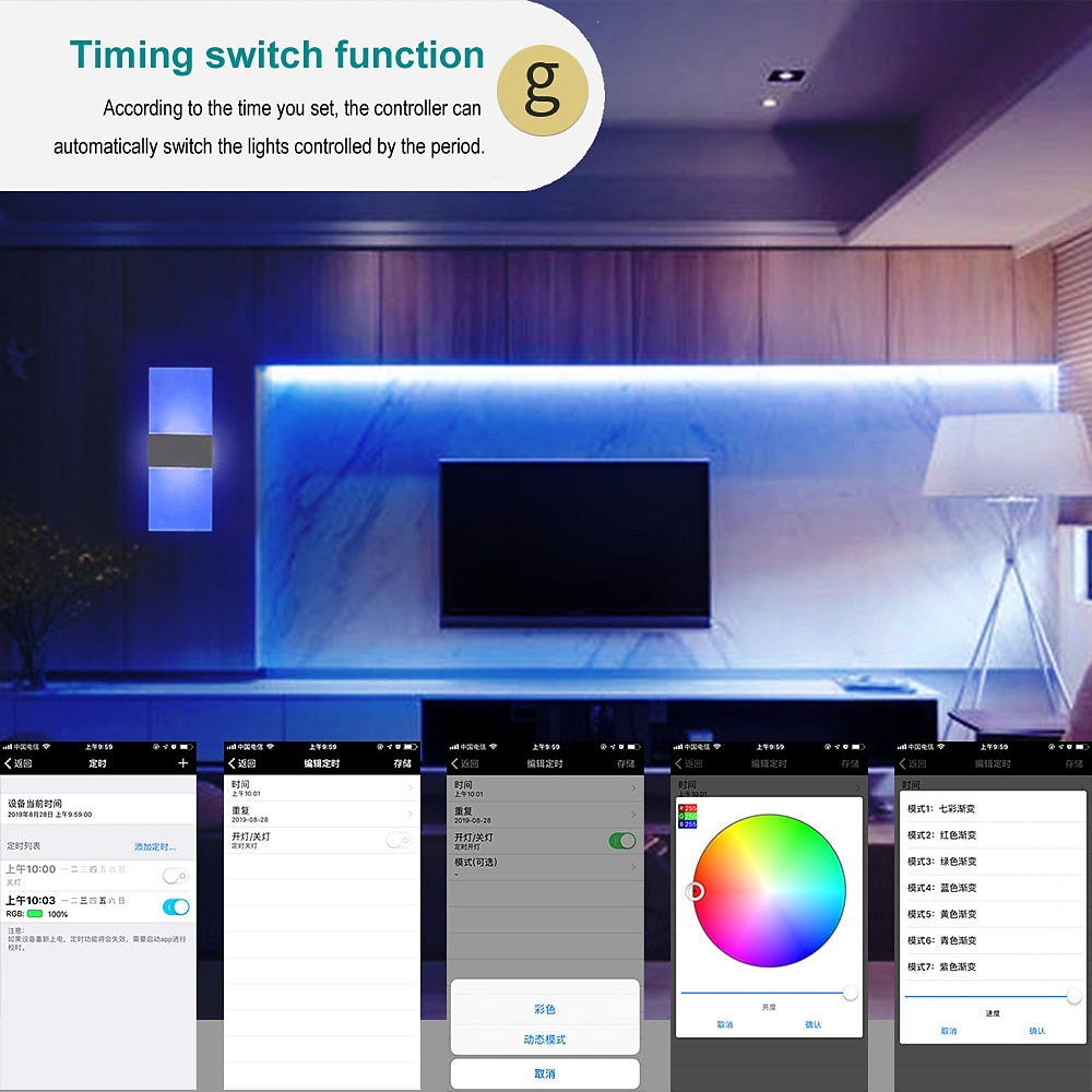 2025年 led rgb wifi ブルートゥース 2.4g 調光ウォールランプ 10w rgb スマート アクリル 屋内 ウォールランプ アプリ コントロール アレクサおよびグーグル ホームアシスタントと互換性あり 寝室の廊下に適しています  コレクション – $87.99 –P9