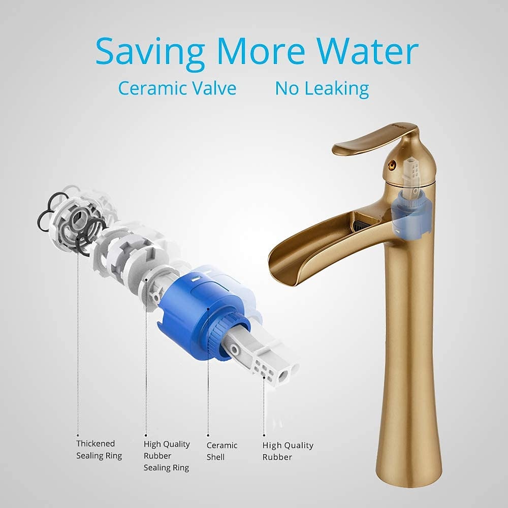 Waterfall Bathroom Faucet, Rustic Nickel Single Handle One Hole Brass Waterfall Bathroom Sink Faucet with Hot and Cold Water 2025 - $129.99 –P1