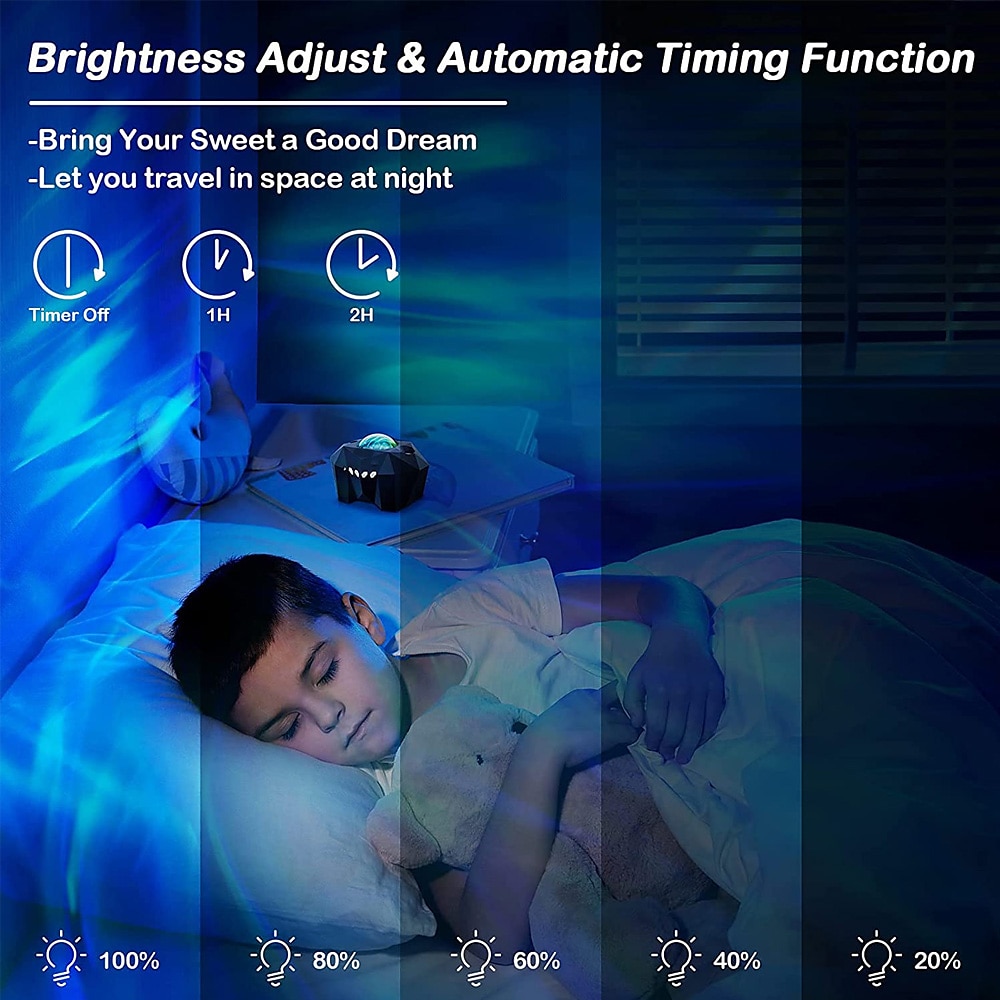 Proiettore di stelle Aurora Galaxy Luce proiezione di stelle con altoparlante musicale Proiettore luce notturna con luna Proiettore aurora boreale per camera da letto/sala giochi/home del 2025 a $79.99 –P6