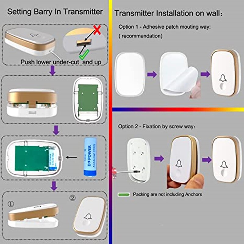 Wireless doorbell loud enough at 1000 feet with 4 levels of volume and silent mode doorbell LED blinking 2025 - $23.99 –P5