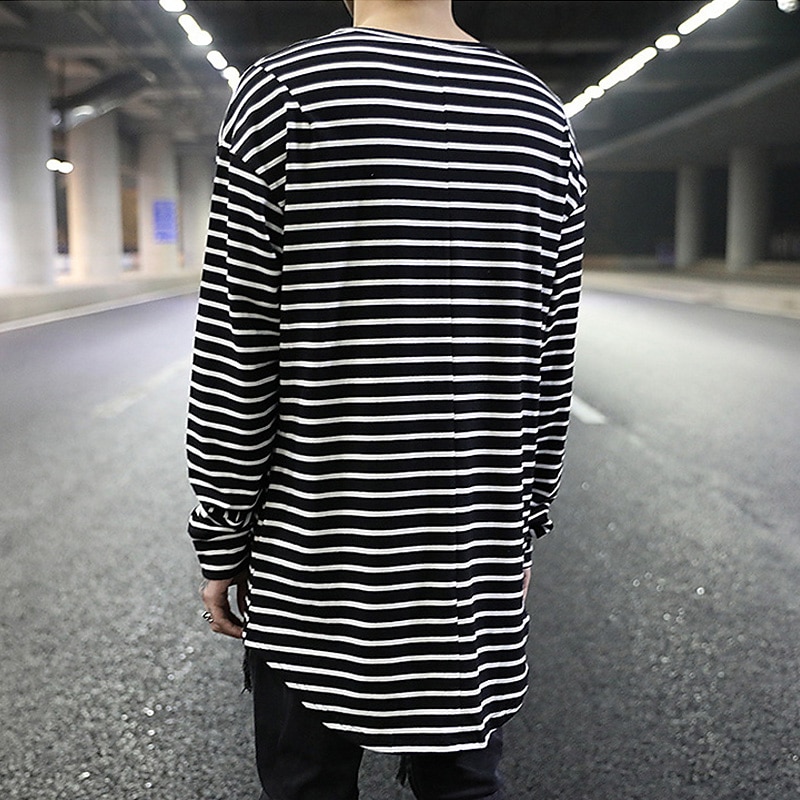 Men's T Shirt Long Sleeve Shirt Long Sleeve Crew Neck Spring Fall Striped Lightweight Casual Comfortable Vacation Casual Weekend Black White Top Tee for Men 2025 - $13.99 –P4