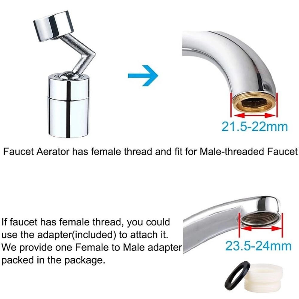 Wasserhahnverlängerung Luftsprudler 720° drehbar, universeller Spritzwasserfilter für Küchenarmaturen, Badezimmer, Waschbecken, Wasserhahn, Sprühkopf, Waschraum, Wasserspardüse, Sprühaufsatz 2025 - $8.49 –P10