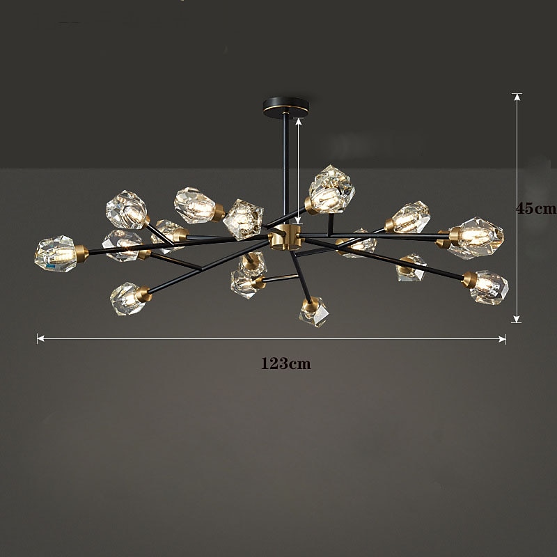 115/123 cm πολυέλαιος led κρυστάλλινος φωτιστικό οροφής χαλκού μοντέρνα τραπεζαρία σαλόνι 220-240v 2026 - $1088.63 –P5