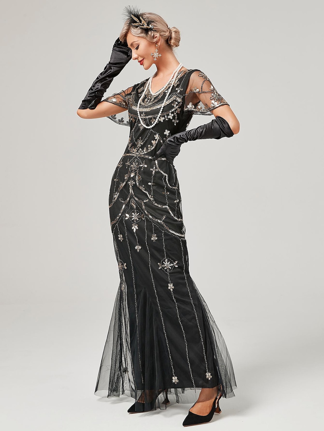 Ordító 20-as évek 1920-as évek Koktélruha Flapper ruha Ruhák Álarcosbál Szabályos A nagy Gatsby Charleston Esküvői Vendég Flitter Női Mindszentek napja Farsang Álarcos mulatság Farsang Esküvő Esküvői 2025 - $9.99 –P3