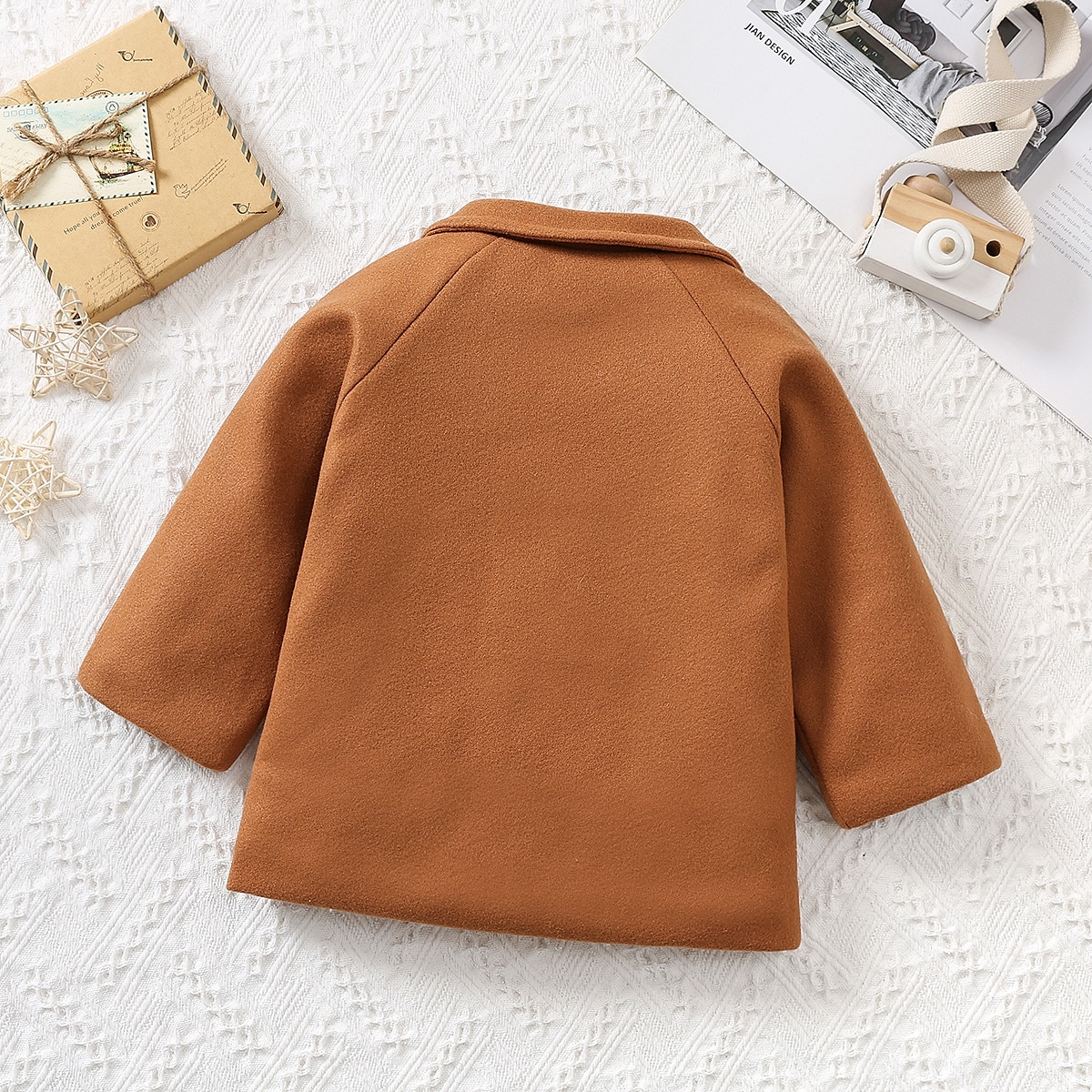 Jongens 3D Effen Wollen jas Lange mouw Herfst Winter Actief Basic Kinderen 2-6 jaar Dagelijks Normale pasvorm 2025 - $24.99 –P7