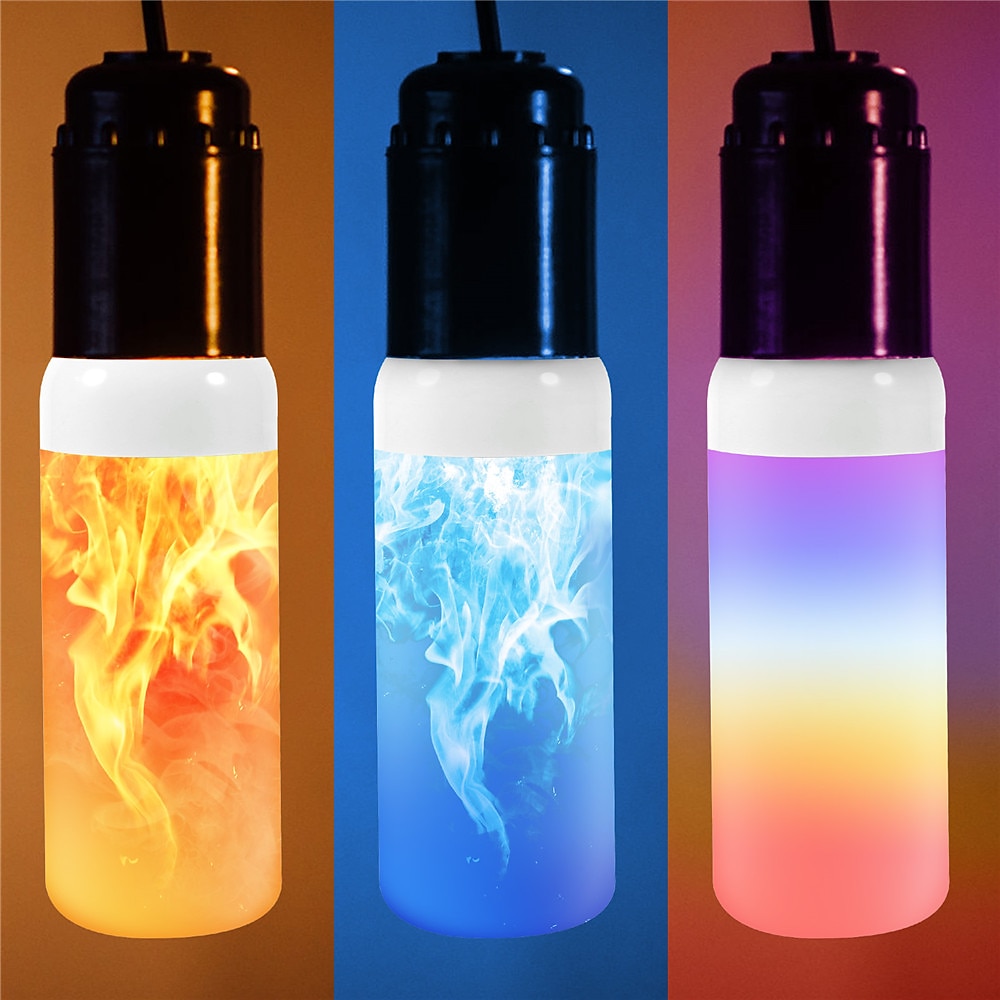 4 stk led brannflamme pærelys 4 moduser dynamisk flimrende effekt lampe gravitasjonssensor for innendørs utendørs hjemmefestdekorasjon 2025 - $6.49 –P3