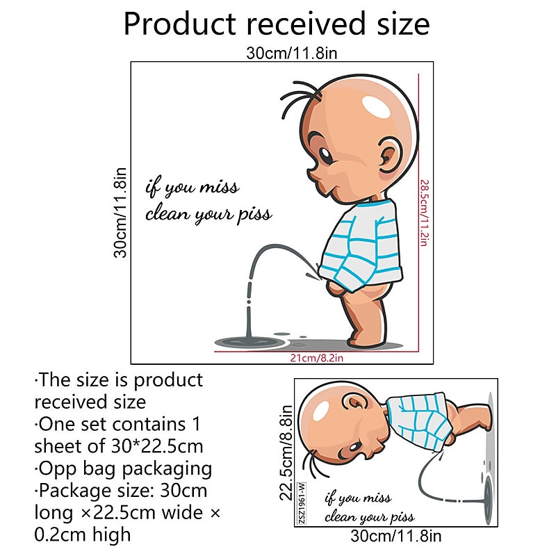 Funny Warning Toilet Stickers Cartoon Child Urination Toilet Lid WC Door Sticker Removable Household Self-Adhesive Decor Paper 2026 - $9.99 –P7