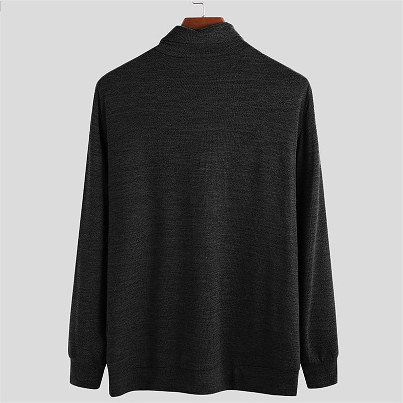 Herren T Shirt Rollkragenhemd Langarmshirt Langarm Gerollter Kragen Frühling Herbst Einfach Mode Lässig Klumpig Urlaub Lässig Wochenende Schwarz Grün Grau Top T-Shirt für Herren 2025 - $22.99 –P7
