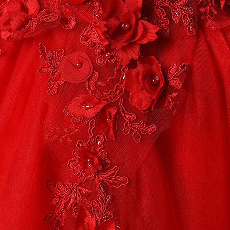 Abito da damigella d'onore bambina Da ragazza Vestito Abito da principessa Vestito da festa Matrimonio Feste Pegeant Elegante Da principessa Dolce Retato Fiore decorativo Manica corta Senza spalline del 2025 a $86.99 –P9