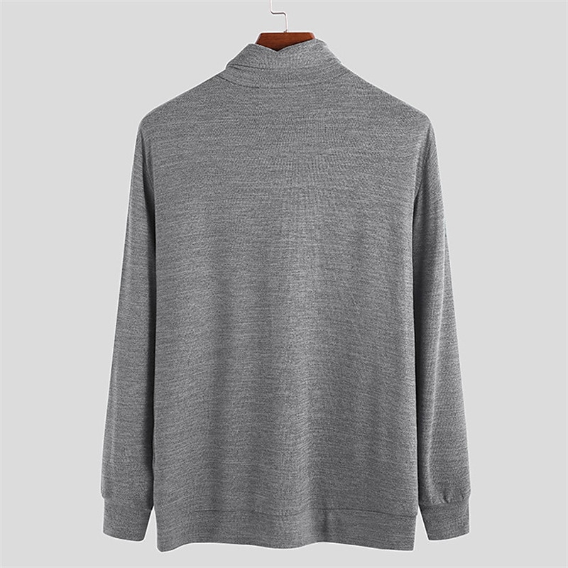 Herren T Shirt Rollkragenhemd Langarmshirt Langarm Gerollter Kragen Frühling Herbst Einfach Mode Lässig Klumpig Urlaub Lässig Wochenende Schwarz Grün Grau Top T-Shirt für Herren 2025 - $22.99 –P9