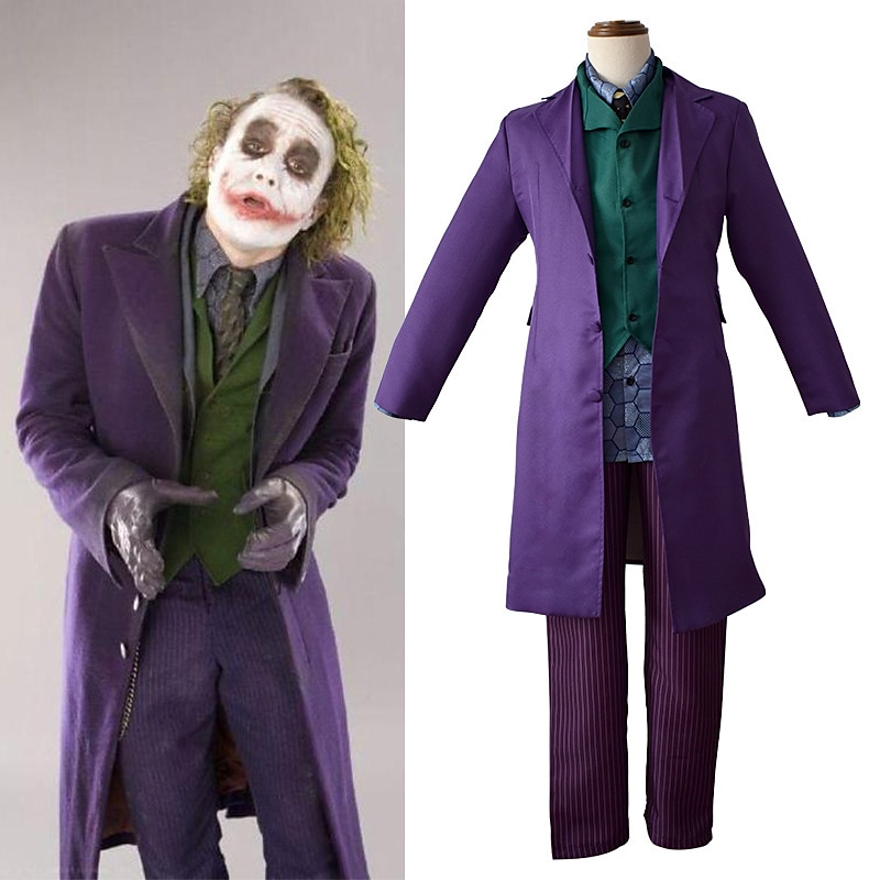 Joker Clown Bluse / Hemd Hose Outfits Herren Film Cosplay Cosplay Kostüm Party Lila Mantel Weste Bluse Maskerade Polyester / Krawatte / Krawatte mit Perücke 2025 - $131.99 –P1