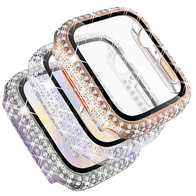 3 Pack Watch Case with Screen Protector Compatible with Apple Watch Series 8 7 41mm 45mm / Series 6 5 4 SE 40mm 44mm / Series 3 2 1 38mm 42mm Scratch Resistant Bling Diamond Rugged Tempered Glass / PC 2025 - $25.99 –P9