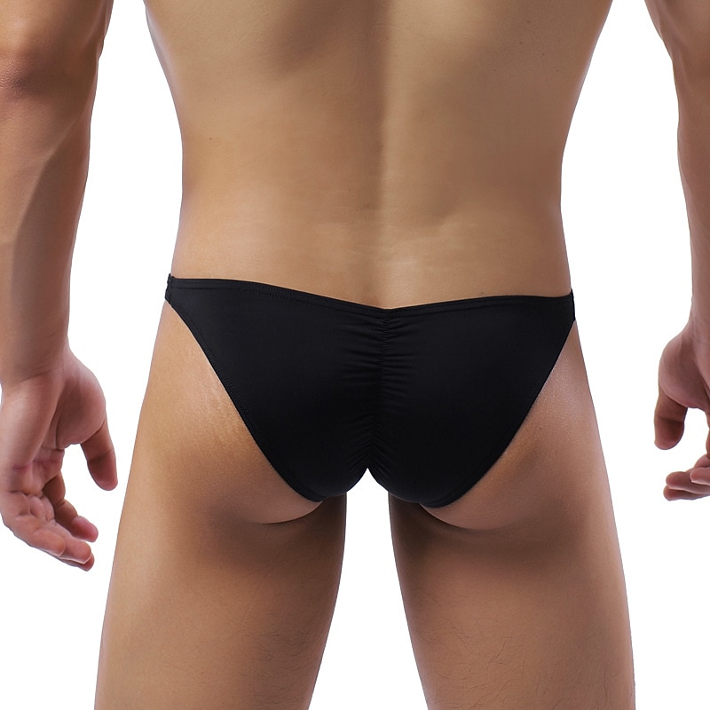 Men's 1pack Basic Panties Briefs Ruched Nylon Antibacterial Leak Proof Pure Color Mid Waist Black White 2025 - $8.49 –P3