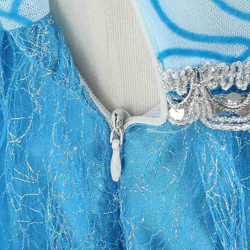 barn flickor elsa frozen kostym klänning paljett blommig performance party blå maxi långärmad prinsessa söta klänningar höst vinter normal passform 3-10 år 2025 - $28.99 –P9
