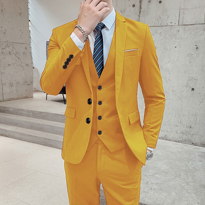 Buy Man Mustard Yellow 3 Piece Suit-wedding Suit for Groom &  Groomsmen-bespoke Suit-men's Yellow Suits-dinner, Prom, Party Wear Suit  Online in India - Etsy
