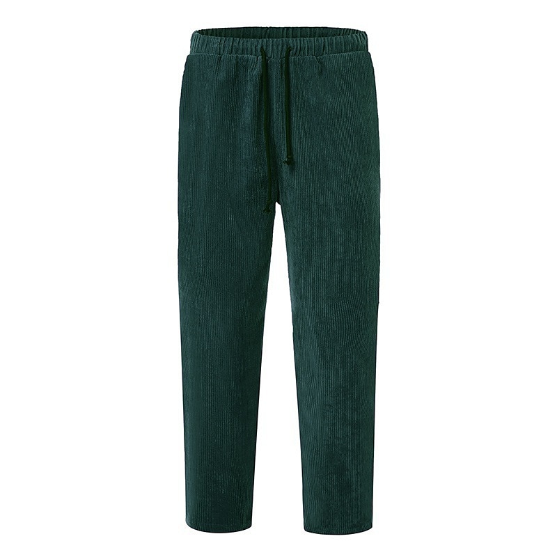 Men's Corduroy Pants Winter Pants Trousers Cropped Pants Casual Pants Drawstring Elastic Waist Straight Leg Solid Color Comfort Warm Casual Daily Streetwear Sports Fashion Loose Fit Black Blue 2025 - $20.99 –P10