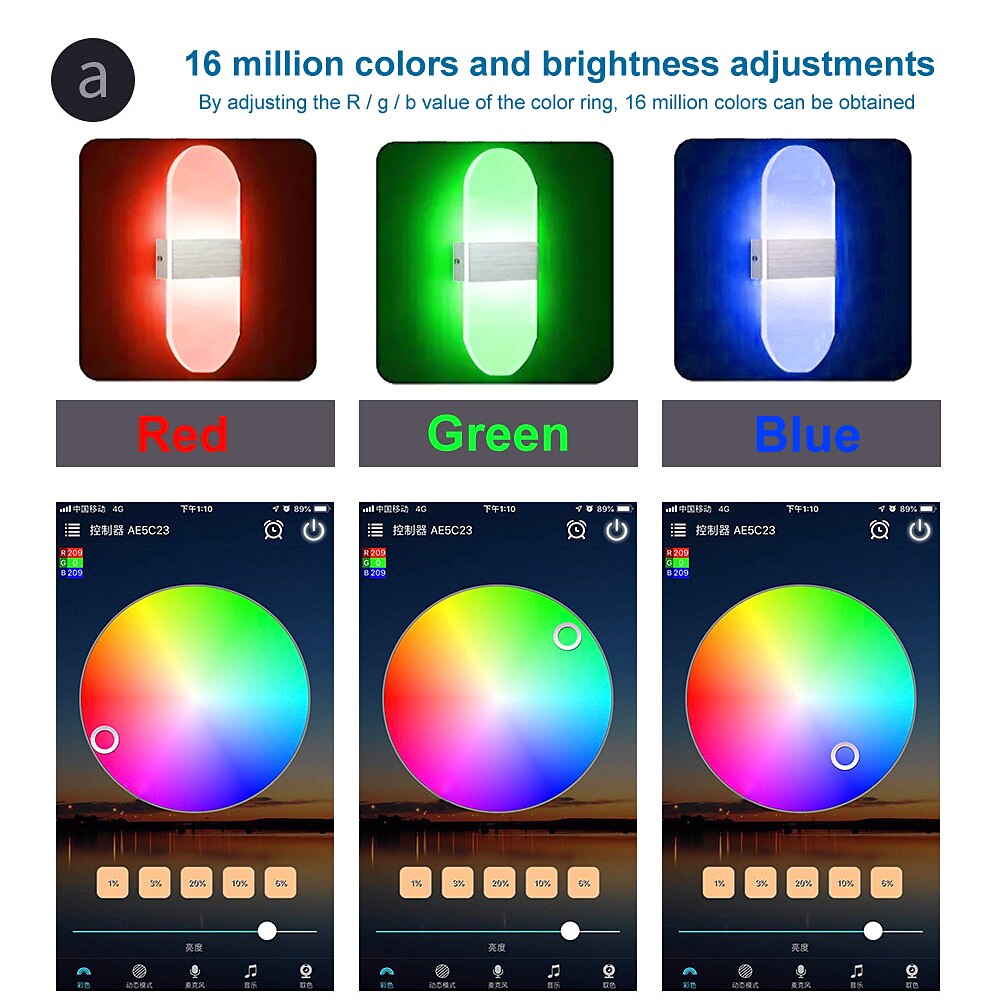 LED Dimming Wall Lamp, 15.6in RGB WIFI Bluetooth 2.4G 10W Indoor Smart Acrylic Wall Lamp APP Control Compatible with Alexa and Google home Assistant without Hub Suitable for Bedroom Corridor 2025 - $82.99 –P2