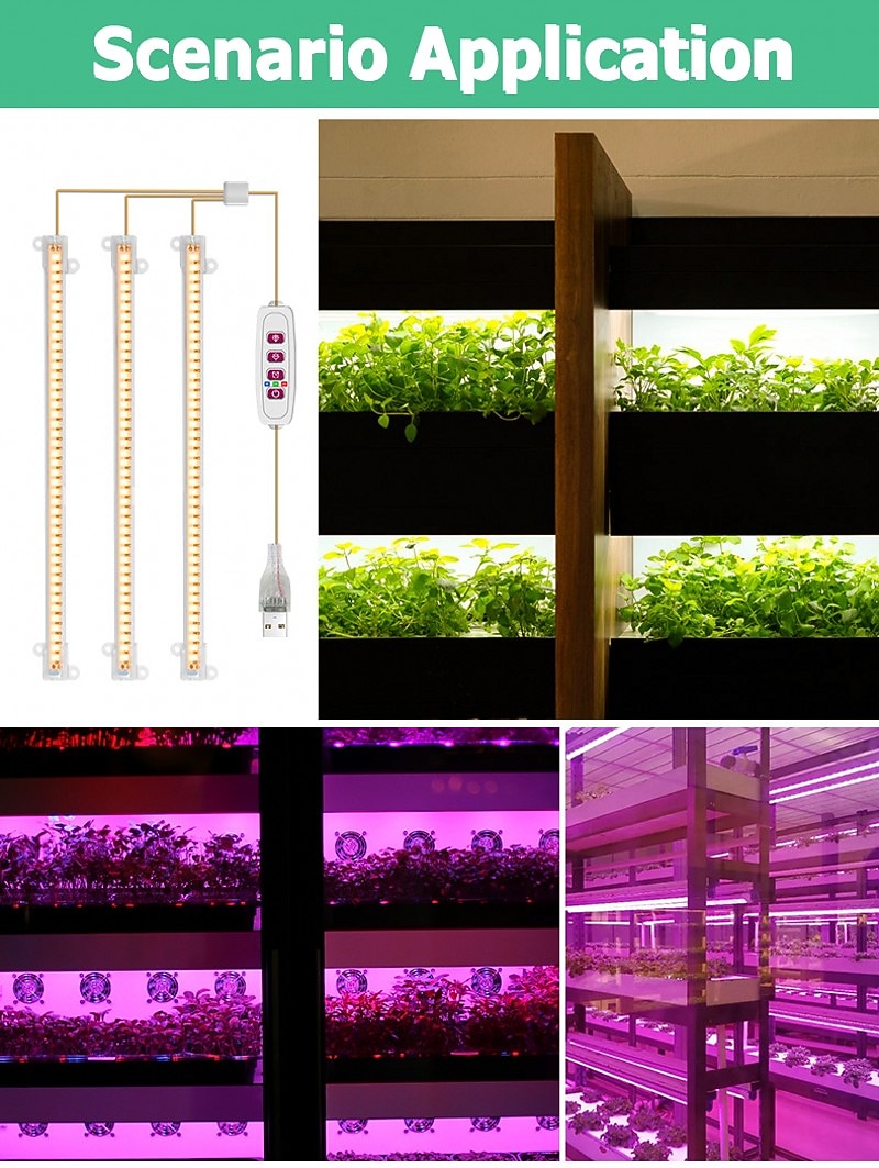 светодиодный светильник для выращивания, полный спектр, 50 см, красная/синяя лампа для растений, фитолампа dc5v, 72 светодиода/144 светодиода/216 светодиодов/288 светодиодов, поворотный гибкий свет 2025 - $24.99 –P11