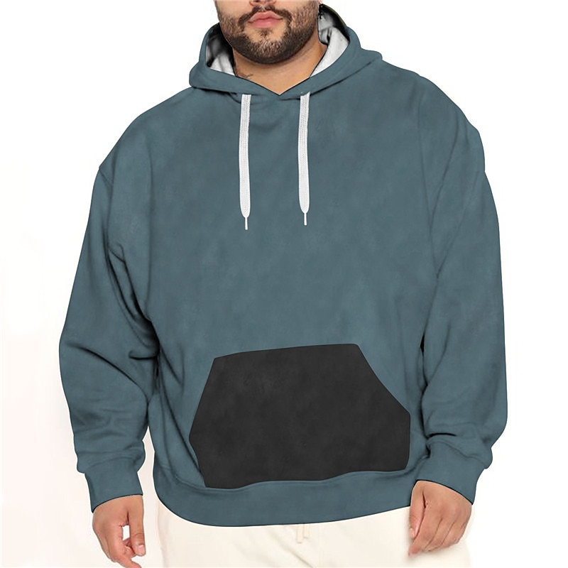 Hombre Talla Grande Sudadera Grande y alto Bloque de color Con Capucha Manga Larga Primavera & Otoño Básico Design Talla Grande Casual Diario Deportes Tops 2025 - $28.99 –P3