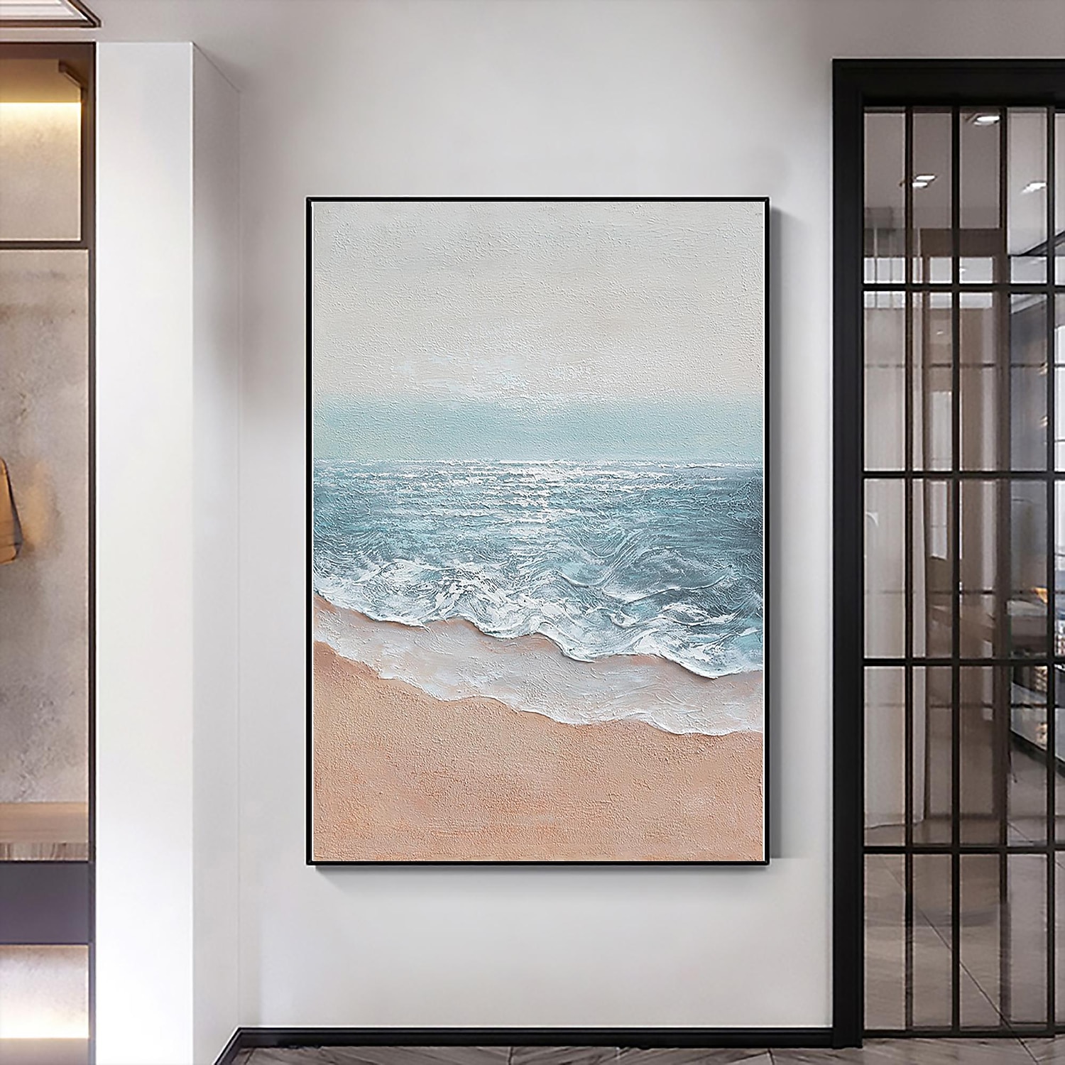 kézzel készített olajfestmény vászon fali művészeti dekoráció absztrakt tengeri tájkép festmény tenger lakberendezéshez hengerelt keret nélküli, nyújtatlan festmény 2025 - $92.99 –P5