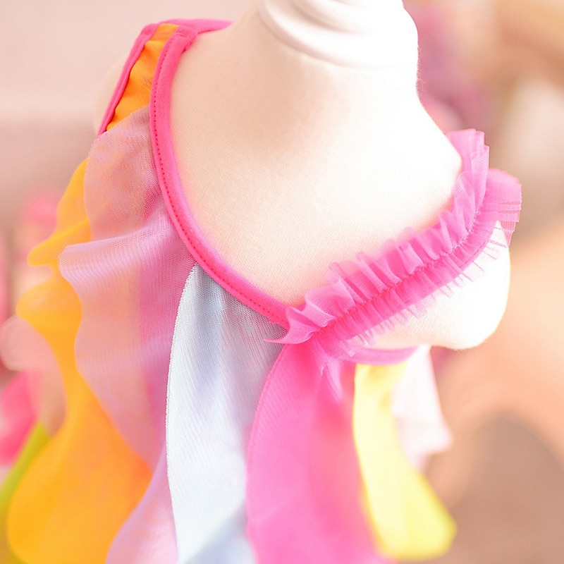 Kids Girls' Dress Rainbow Swing Dress Party Holiday Beach Ruffle Mesh  Fuchsia Cotton Asymmetrical Sleeveless Cute Boho Beautiful Dresses Spring  Summer Regular Fit 3-10 Years / Sweet 2023 - US $15.99