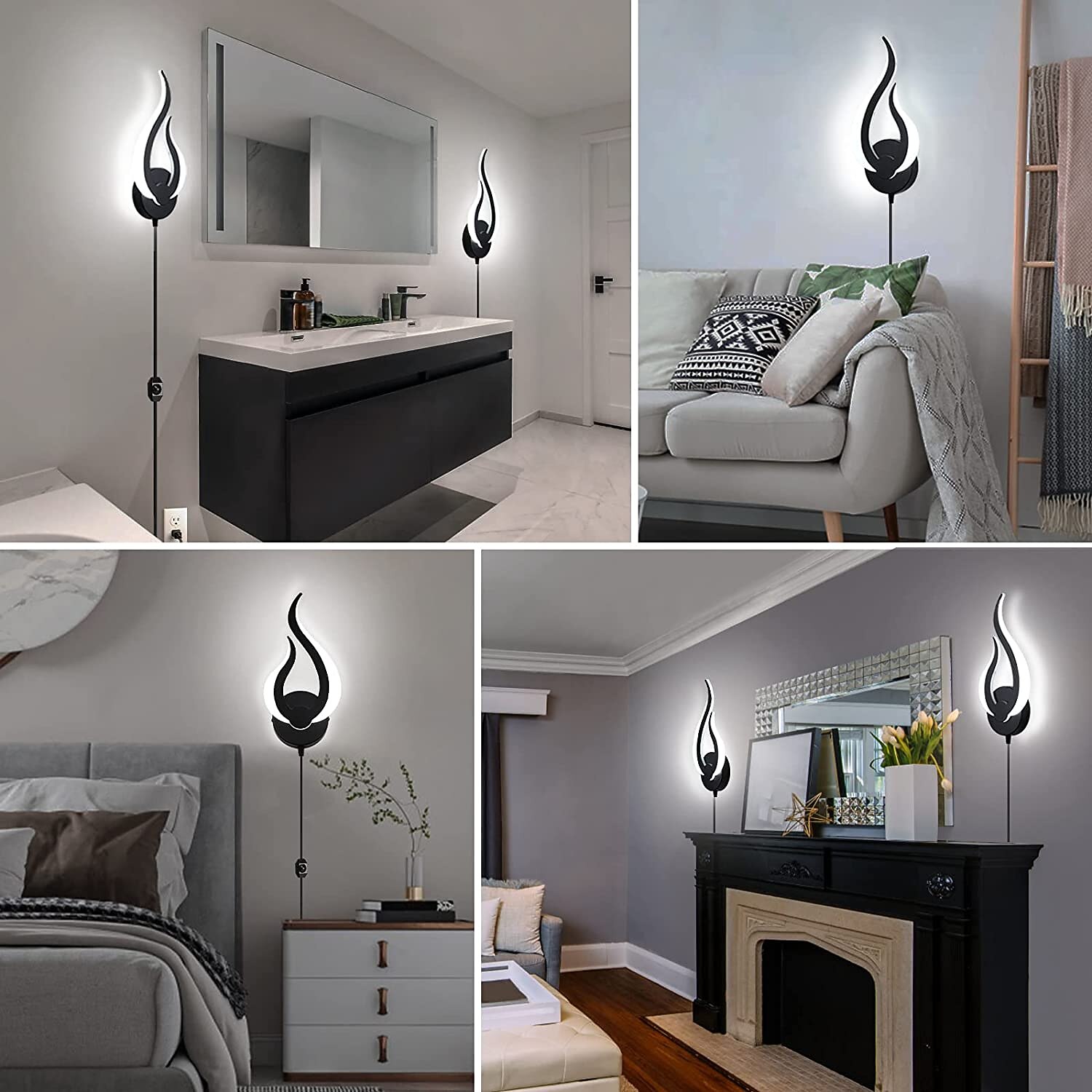 Conecte a lâmpada de parede 1 peça 2 peças lâmpada de parede led regulável 10 w moderna lâmpada de parede interna acrílica aall lâmpada com cabo de plugue de 6 pés (cerca de 1,8 m) adequado para sala de 2025 por $52.99 –P1