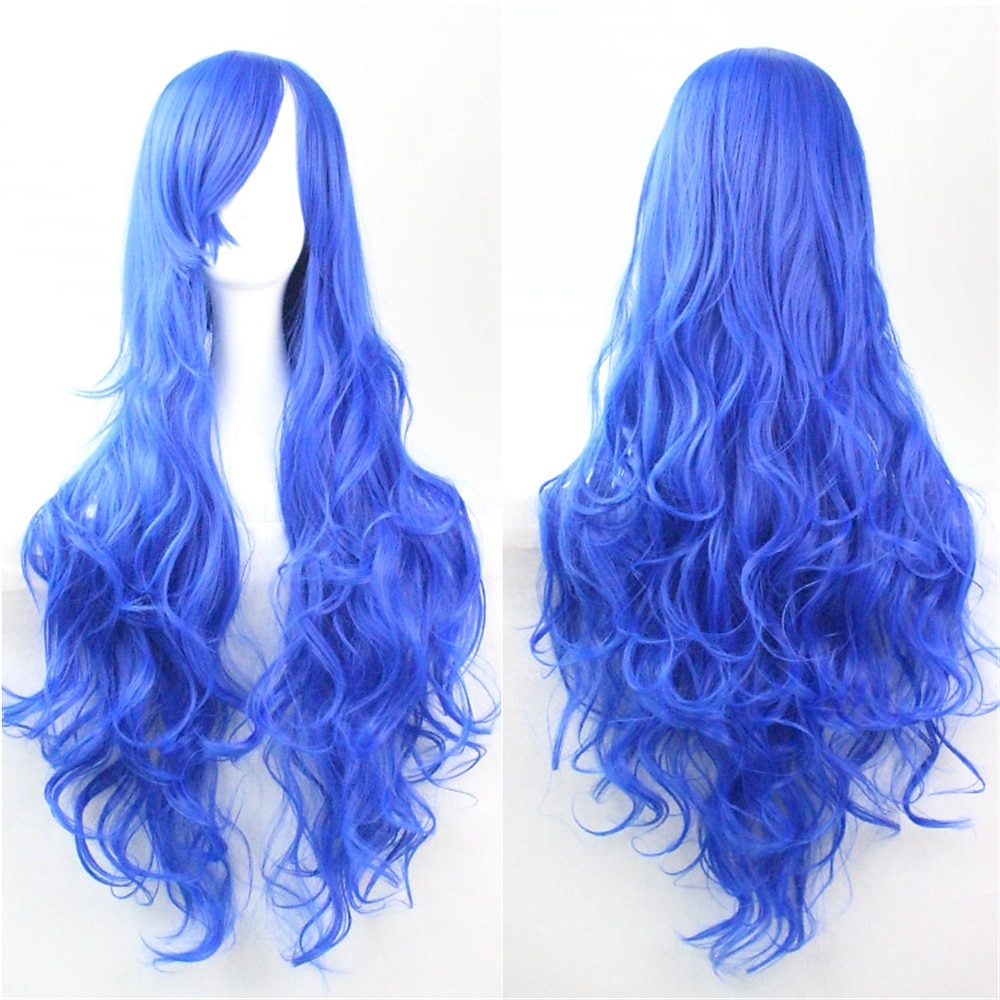 parrucca cos parrucca 80 cm capelli ricci lunghi capelli ricci multicolori in seta ad alta temperatura parrucche anime di halloween del 2025 a $16.99 –P7