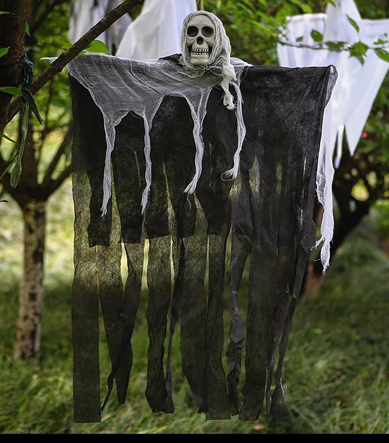 decoración de halloween colgando fantasma transfronterizo especial para esqueletos, gasas, caras de fantasmas, accesorios de miedo en la puerta de la casa embrujada, colgante fantasma 2026 - $9.99 –P1